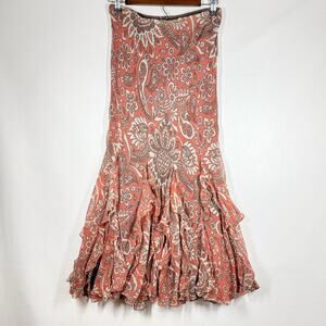 Charter Club Skirt Womens 6 Silk Boho Gypsy 90s Fairy Grunge Peasant Floral FLAW